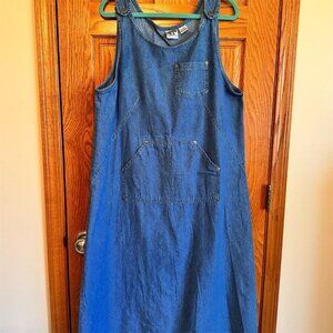 G.S. Denims Women's Size L Blue Sleeveless Denim Jumper Dress Vintage